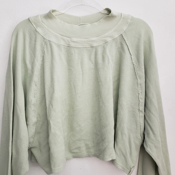 NWT Free People Fun Times Turtle Thermal Pullover, Iced Sage - Picture 7 of 9